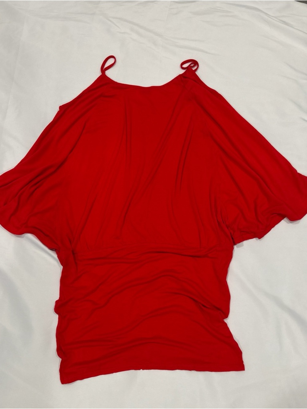 Lascana Red Off-Shoulder Draped Women’s Top - Picture 2 of 7